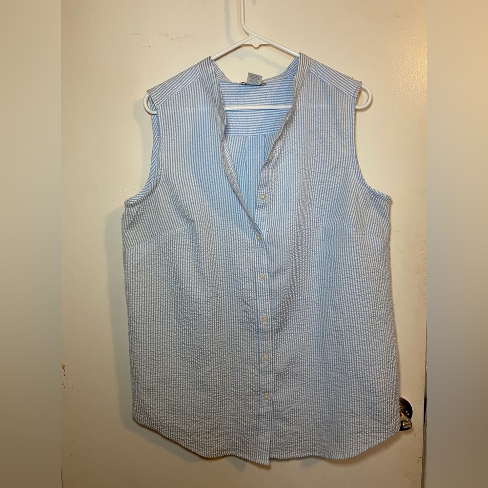 Blue Striped Sleeveless Top